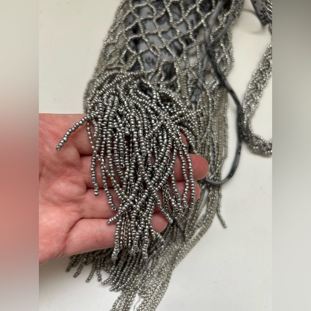 Free People NWT silver tone Hayes beaded pewter shoulder tote bag - Picture 4 of 10